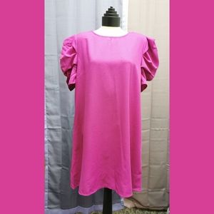 SHEIN~ Pink Puff sleeve tunic dress